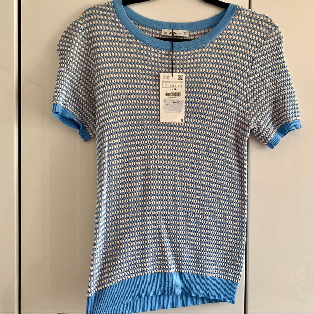 ✨NWT✨ Zara Textured Weave Knit Short Sleev…